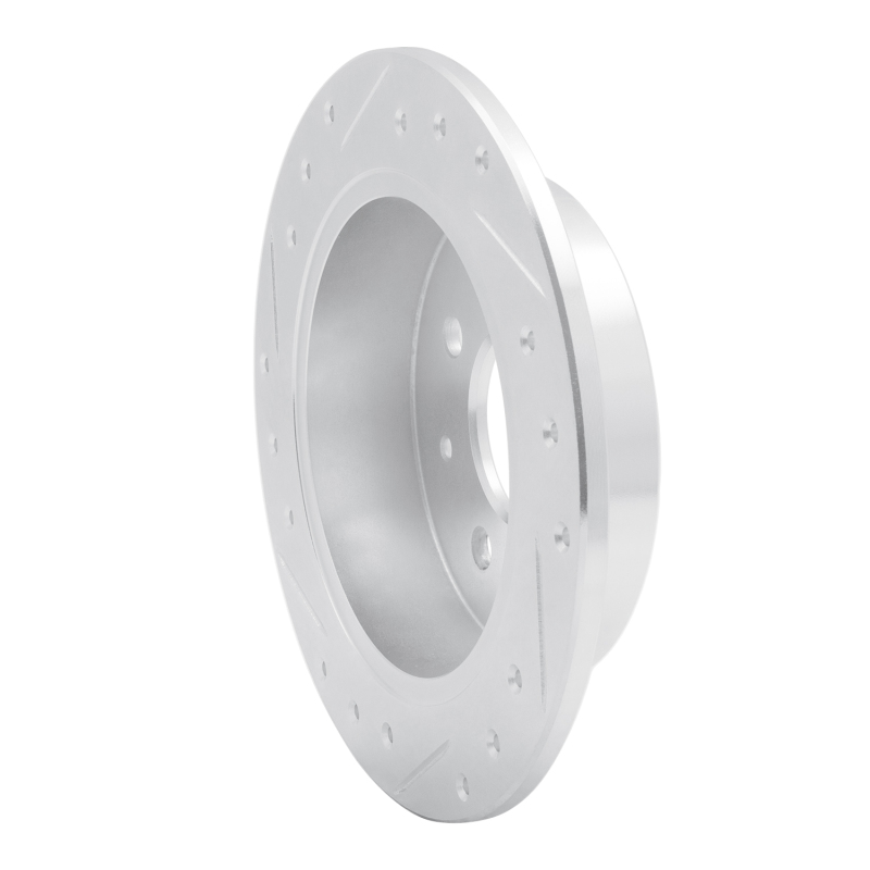 Acura Integra Brake Rotor (1) - Rear Right - R1 Concepts - Drilled & Slotted - Silver - `88-`01